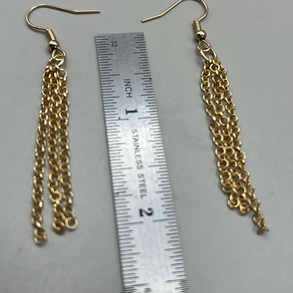 Elegant Gold Dangle Earrings - Picture 2 of 2